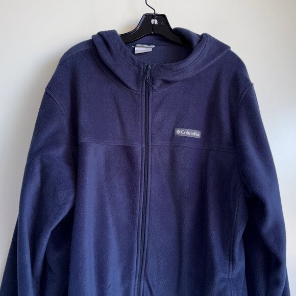 COLUMBIA Fleece Hooded Zip Jacket Sweatshirt Men's Size XL Navy Blue - Picture 3 of 10